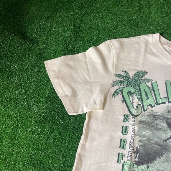 Recycled Threads Malibu California 1991 Surf Club Beige SS T-Shirt Size S NEW - Picture 5 of 15